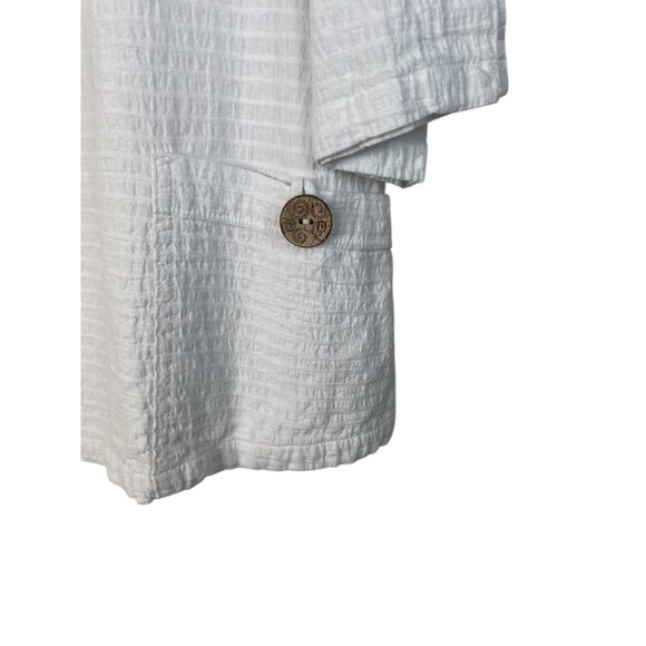 White Textured Cotton Tunic Top W/ Button Detail & Pockets Focus Brand XL - Picture 4 of 9